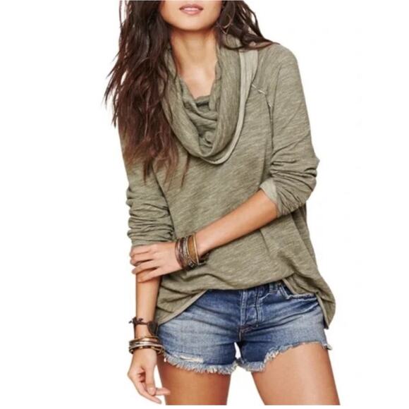 Free People Tops - FREE PEOPLE Beach | Women’s Olive Green Cocoon Cowl Neck Pullover Top S/M